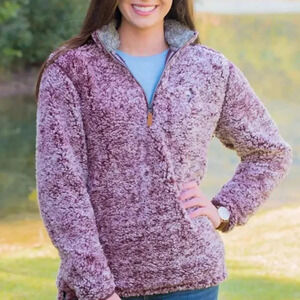 True Grit The Original Frosty Tipped Pullover Jacket Sherpa Vintage Wine XXL